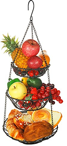 WILLIZTER 3 Tier Hanging Basket with Sturdy Metal Chain Hanging Hooks