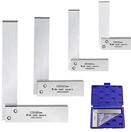 Maschinisten-Vierkant-Lineal, 90 Grad, rechtwinklig, Stahllineal, Holzbearbeitungsingenieur, mechanisches Set, Präzisionswinkel, breiter Sockel, Sitz, quadratisch, L-Typ, Test-Messwerkzeug, 4 Stück