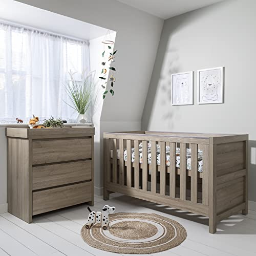 Tutti Bambini Modena 2 Piece Nursery Set, Cot Bed & Changer, Oak
