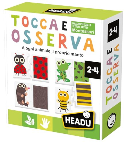 Headu Tocca & Osserva Montessori A Ogni Animale Il Proprio Manto It55010 Gioco Educativo Per Bambini 2-4 Anni Made In Italy