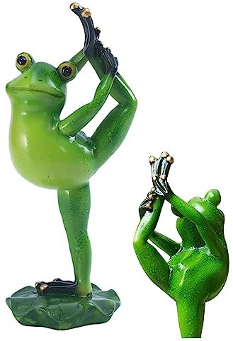 Rachlicy Grenouille Figures Jardin Décoration Yoga Grenouille Animaux en Plein Air Méditer Grenouilles Statue Grenouille Jardin Ornements pour Étang Maison Pelouse Clôture Tabouret Décor 18.3x8 cm
