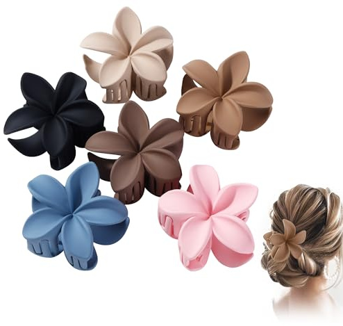 6 Pezzi Fermagli Capelli Donna Fiore,Mollettoni capelli donna,Design antiscivolo，Utilizzato per fissare capelli spessi,ricci, lisci, adatto per decorare ragazze con varie acconciature (6)