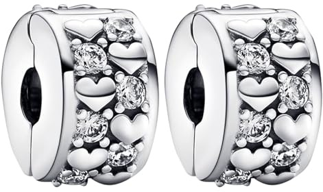 Rimgoris Charm en argent 925 pour femmes Bracelets Collier Clips Coeur Gémeaux Breloque Pendentif Cadeau 2 Paquets