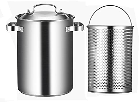 WJFLUCK 4L Asparagus Pot, Asparagus Steamer Pasta French Fry Pot 304 Stainless Steel Pasta Stovetop Cooker with Strainer Basket and Lid for Home Kitchen Restaurant (Silver)