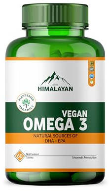 Divya Himalayan Vegan Omega 3 6 9 suppliment with DHA & EPA Omega 3 Fatty Acids May Supports Heart, Brain, & Joint Health - Free from Algae, Fish Oil -60 Tablet 1 Month Supply