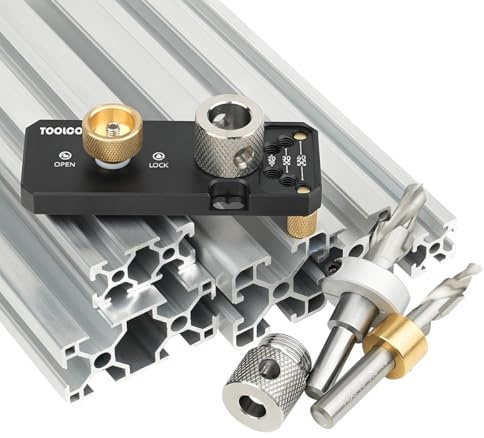 TOOLCOOL Aluminum Profile Drill Guide Access Hole Drill Jig with M6 and M8 Step Drill Bits for 20 30 40 Series European Standard Aluminum Extrusion Profile - New Upgrade