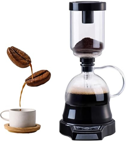 Cafetera De Sifón Eléctrico, Cervecero De Cafetera Sifón con Un Temporizador De Autos Y Una Olla De Vidrio De 400 Ml, Extracción De 60s, 2 Máquina De Café De Vacío Ajustable para Amantes del