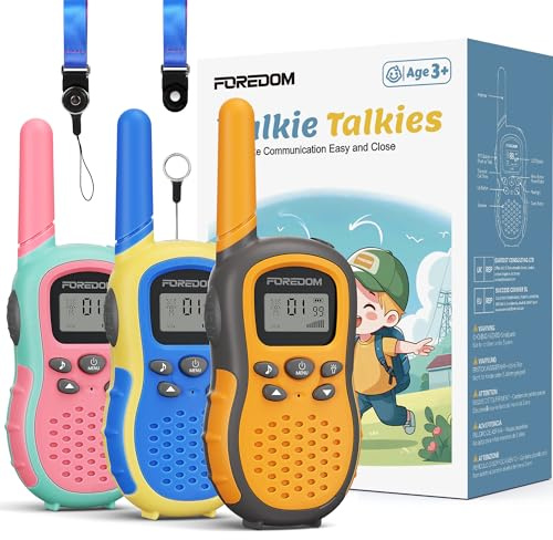 FOREDOM Walkie Talkies für Kinder Walkie Talkies Funkgeräte Set Spielzeug für Jungen & Mädchen 3-12 Jahre, Umhängeband, Geschenke Outdoor-Abenteuer – 3er Set