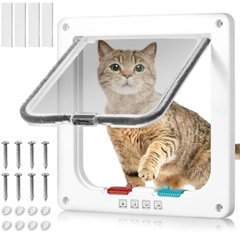 YIYIZI Gateras para Puertas, Gatera para Mascotas, con Cierre De Cuatro Direcciones, Puerta para Gatos Resistente a la Intemperie, Adecuada para Puertas Interiores/Exteriores, Ventanas y Paredes (S)