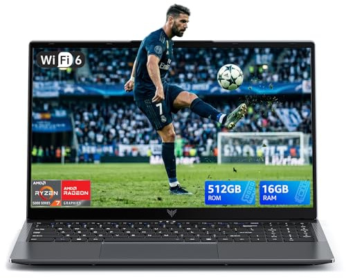 KAIGERR Gaming Laptop, Laptops with AMD Ryzen 4300U(Up to 3.7GHz), 16GB DDR4 512GB SSD Laptop Computer, 16.0inch Windοws 11 Laptop, 1920P FHD Display, WiFi 6, USB3.2, Type_C