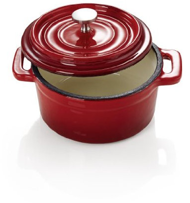 Cocotte Hierro Fundido emaliert Rojo/Blanco Forma Redonda 10 cm de diámetro y 8 cm de altura