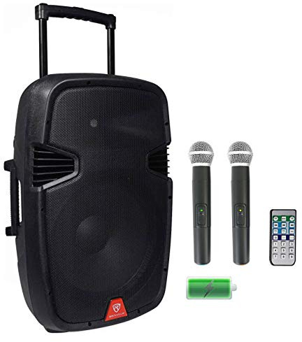 Rockville RAM15BT V2 15 Rechargeable Bluetooth DJ PA Speaker with 2 Mics
