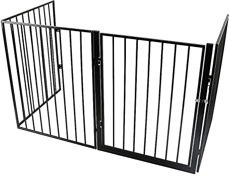 Metall Kaminschutzgitter klappbar - Kaminschutzgitter mit TürMetall Ofenschutzgitter Laufgitter Laufstall Absperrgitter Tierschutzgitter Türschutzgitter für Kinder-240 * 2,5 * 75cm (4 Stück)