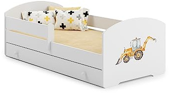 KOBI cama infantil LUK blanco | Almacenamiento cajón | 140 x 70 cm | Camas infantiles | Colchón y marco incluido | Habitación bebé