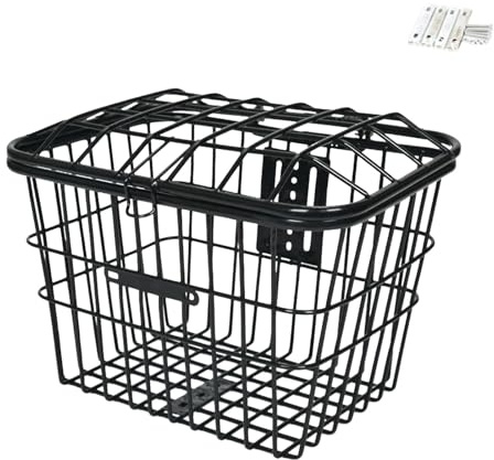 Panier Avant Ou Arrière en Maille Métallique pour Vélo, avec Couvercle, Cadre Renforcé, Panier de Chargement