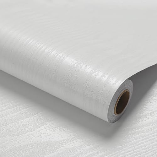LOVADA White Wood Effect Wallpaper - 44.5cm x 508cm Peel and Stick, Self-Adhesive Contact Paper for Bedroom Feature Wall and Cabinet Makeover
