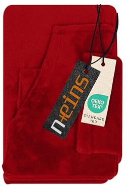 npluseins Coral Fleece 1448.2043 - Coperta originale con maniche e marsupio, 90 x 150 cm, colore: Bordeaux