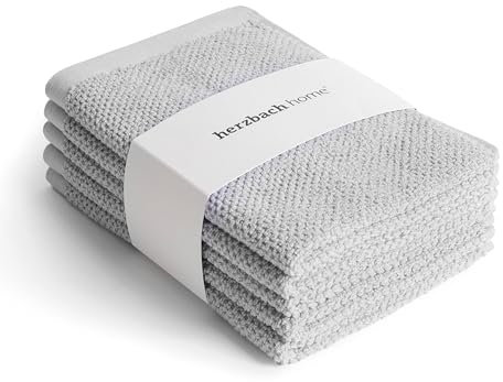herzbach home - Spa Kollektion - 5er Set Gästehandtücher 30x50 cm 100% Baumwolle (Perlgrau)