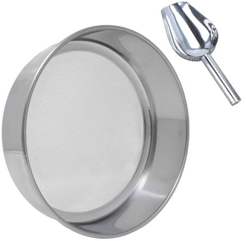 WideSmart setaccio per Farina con Cucchiaio di Farina setaccio fine da Cucina setaccio in Acciaio Inox Filtro per Torta da Forno Filtro per Zucchero a Velo 40 Mesh (20 cm)