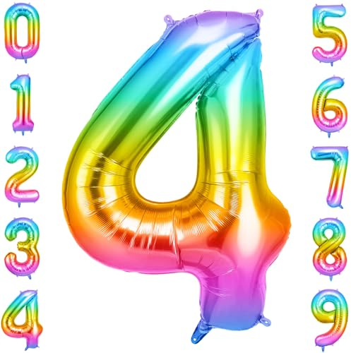 OFFCUP Palloncini Compleanno Colore 101 CM, Palloncino Numero 4, Foil Palloncini Numeri, Giganti Numeri, Decorazioni Festa Compleanno, Gonfiabili Pallone per Anniversario