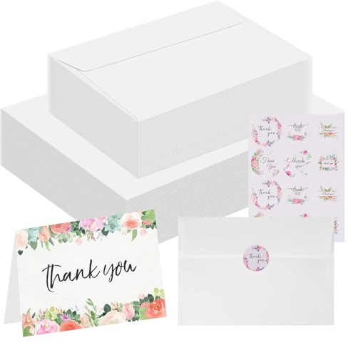 Zylota Lot de 60 cartes aquarelles avec enveloppes, papier aquarelle vierge, 63,5 kg/300 g/m², cartes postales pliables pour cartes de vœux, anniversaire, mariage