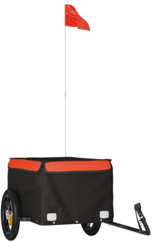 CIOURSTO Remolque para Bicicletas, Carrito para, Hierro Resistente, Carrito de Carga para Bicicletas para Equipaje, Mercancías y Herramientas, Incluye Bandera de Seguridad (120x54x44cm)