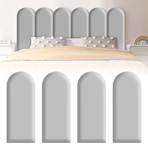 3D Wall Panels Upholstery Panel, Wall Padding Self-Adhesive, 40 x 20 cm Upholstery Panels, Nursery Soft Pack, Upholstery Panel Anti-Collision Wall Cushion for Bedroom, Children's Room, Grey