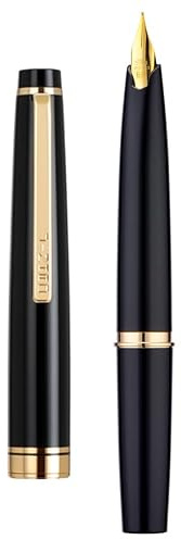 Jinhao 59 Stylo plume F et convertisseur anneau doré Noir Mini stylo de poche | Instrument d'écriture