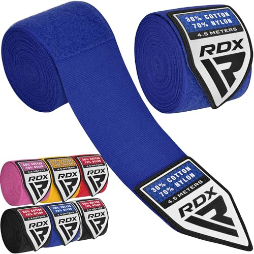 RDX Bandes Boxe sous Gants, Bandage De 4,5m, Élastique pour Le Pouce, Boxing Inner Gloves Hand Wraps, Protection du Poignet, Arts Martiaux Muay Thai MMA, Kickboxing, Entraînement Au Sac Hommes Femmes