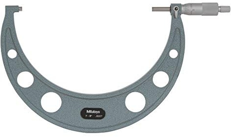 Mitutoyo 103-184 Outside Micrometer, Baked-Enamel Finish, Ratchet Stop, 7-8 Range, 0.001 Graduation, +/-0.0002 Accuracy