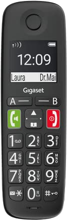 Gigaset E290HX - DECT-Mobilteil mit Ladeschale - Fritzbox-kompatibel - Schnurloses Senioren-Telefon für Router und DECT-Basis - großes Display und Tasten, schwarz [Deutsche Version] [Ohne Basis]