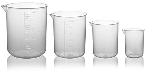 4pack Measuring Cup Labs Plastic Graduated Beakers 50ml 150ml 250ml 500ml (Transparent)