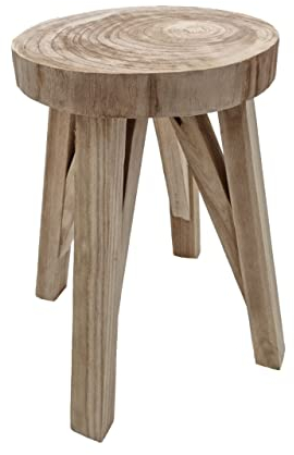 Spetebo Holz Hocker Natur - 40 cm - naturbelassener Massivholz Sitzhocker - Kinderhocker Fußhocker Blumenhocker Beistelltisch