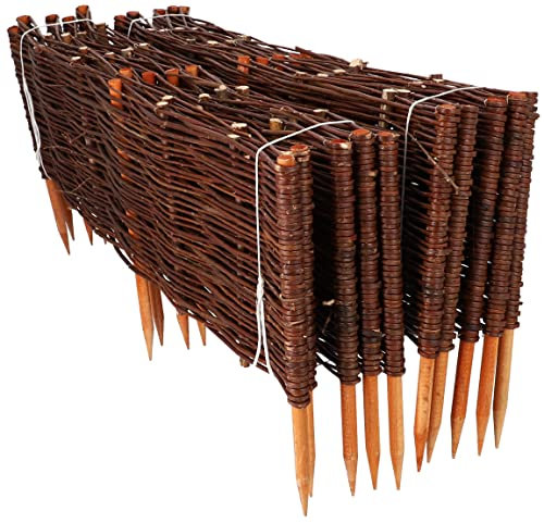 KOTARBAU® 10 x Bordes de jardín 100x30 cm, Borde separador, Delimitador de bordes de mimbre, Borde de césped, Borde de parterre, Bordura recta, Cerca de jardín, Separadores de césped, Borde de mimbre
