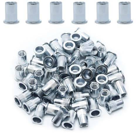 CCLIFE Set di 60 Rivetti Inserti e Rivetti Ciechi M8, in Acciaio al Carbonio Zincato, 14mm x 18mm - Ideali per il Fissaggio su Acciaio, Fibra di Vetro e Plastica
