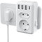 Doppelstecker für Steckdose, Mehrfachstecker für Steckdose mit 4 USB Netzstecker, 2 Fach Mehrfachsteckdose mit Schalter, 6 in 1 Steckdosenadapter mit USB C für Büro, Zu Hause, Weiß