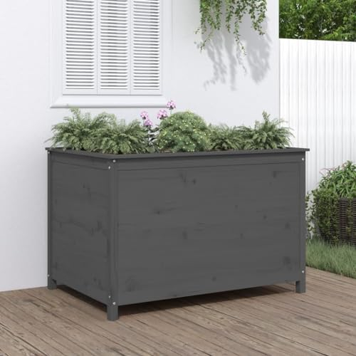 ShCuShan Hochbeet Grau 119,5x82,5x78 cm Massivholz Kiefer Erdsieb FüR Garten Pflanzbeet