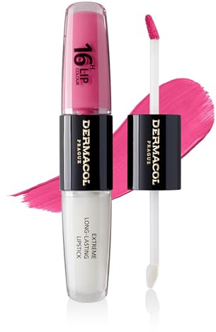NEW Dermacol - 16-Hour Lip Colour, Highly Pigmented Glossy Lip Stain, Two-Phase Lip Plumper Gloss, Kissproof Lip Makeup Products with Matte and Glitter Finish, n. 18