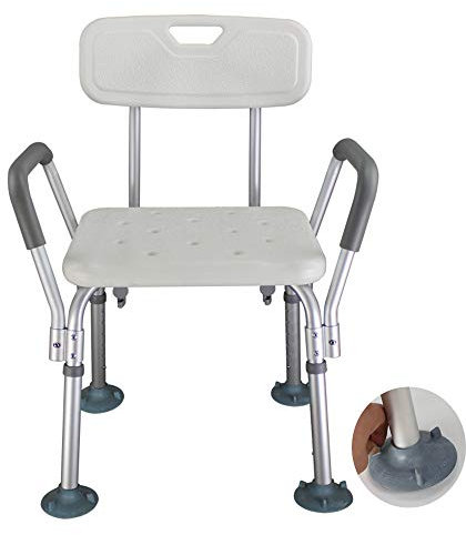 Shower Chair for Elderly with Arms and Back Heavy Duty Non Slip Safety Seat for Disabled Bath Aid Bench with Bathtub Lifts Stool Elderly Care