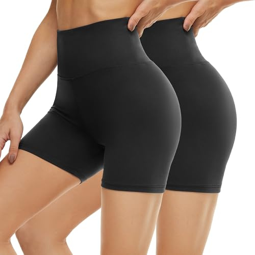 AMIYOYO Cycling Shorts Women 2 Pack High Waisted Biker Yoga Shorts