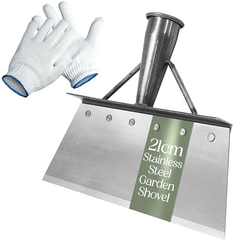 Pelle & Sol Gartenschaufel und Moosentferner-Werkzeug mit Handschuhen – robuste Schaufel für Gartenarbeit, Bodenschaber, Unkrautschaber – manuelles Unkrautjäten, Gartengeräte und Ausrüstung für die