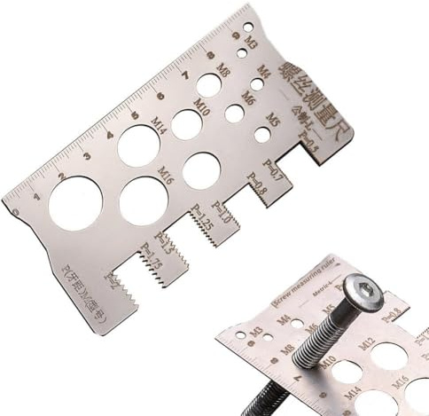 Medidor de paso de rosca, herramienta de medición de tornillo, comprobador de rosca de perno, herramienta profesional de comprobación de calibre preciso para medición de tornillos de broca con