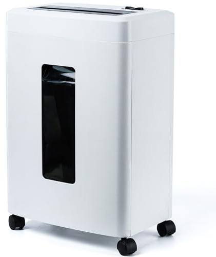 Fonirvanic Destructora Papel Profesional Oficina: 10 Hojas Trituradora Microcorte P-5 Tarjetas de Crédito/Grapas/Documentos Anti-Atascos Papelera 18L en Casa Estudio Escuela Sala Reuniones
