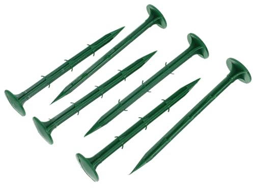 SEWACC Estacas de Plástico para Jardinería Exterior 16 Cm Verdes 100 Unidades para Fijar Mallas y Telas de Jardín en Paisajismo y Cultivo al Aire Libre