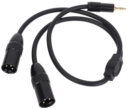 Cryfokt Dubbel XLR Hane Till 3,5 Mm TRS Stereokabel, Klar Musik för Bärbar Dator, Mixerkonsol, 1,6 Fot, PVC+metall