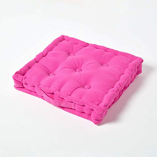 HOMESCAPES Coussin de Chaise de Couleur Rose Fuchsia Fait en 100% Coton de 50x50 cm pour Chaise de Salon et Chaise de Jardin