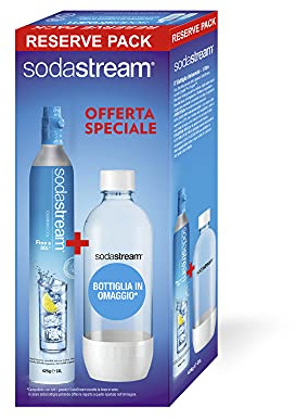 SodaStream Cilindro Ricarica Gas CO2 In Licenza Dâ€™Uso Per Gasatore + Bottiglia PET Da 1 Litro Per Gasatore