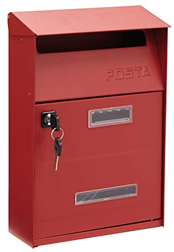 ARREGUI Up D-2006/R Buzón Exterior de Acero Tamaño S (Correo DIN A5) | Buzón de Pared Pequeño | con Ventanas de Visualización | Fácil de Instalar | Rojo