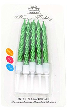 SHATCHI 10pcs Spiral Candles for Birthday Wedding Anniversary Dinner Party Cake Topper Table Decorations, Green
