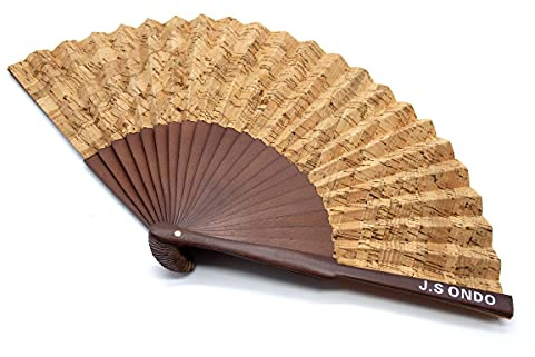 Movilshop Abanico de Corcho Ecológico y Madera de Mano Portugal Plegable